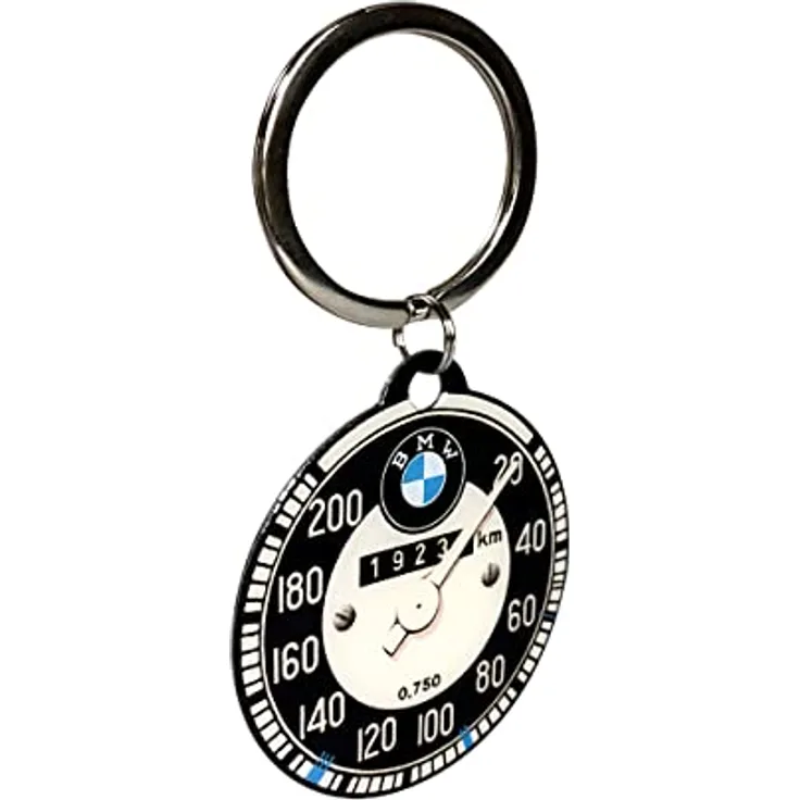Nostalgic-Art Retro Schlüsselanhänger, BMW Tachometer, Ø 4 cm, Metall, Vintage Design, bunt