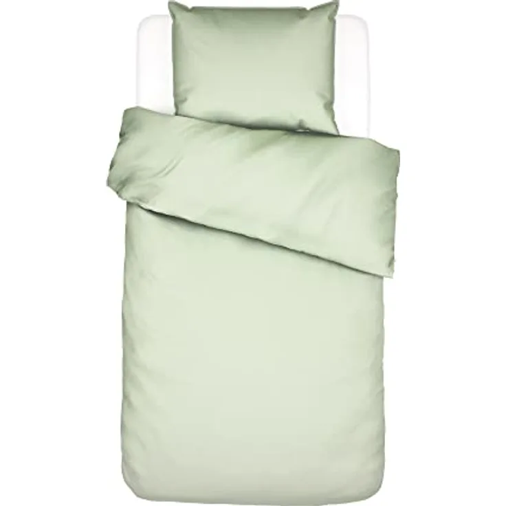 ESSENZA Bettwäsche Guy Pistache, 155x220 + 1x 80x80 cm, 100% Baumwollrenforce, Vintage-Waschung, Grün