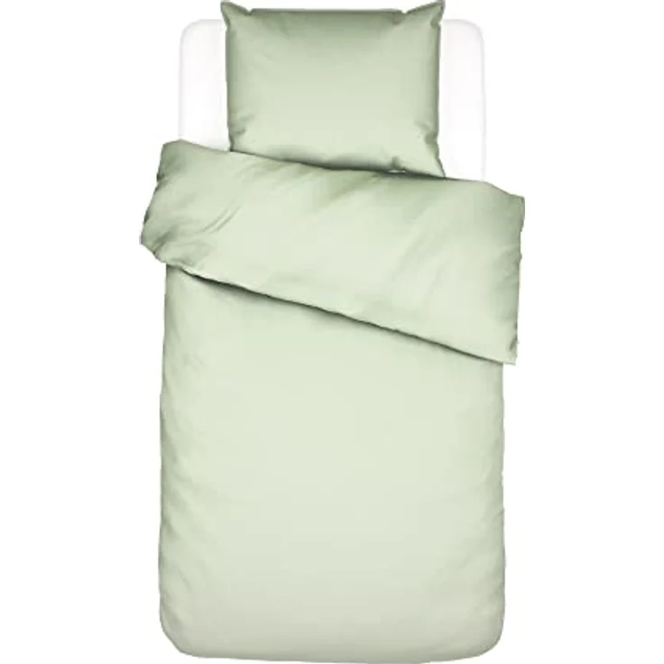 ESSENZA Bettwäsche Guy Pistache, 155x220 + 1x 80x80 cm, 100% Baumwollrenforce, Vintage-Waschung, Grün – Bild 1