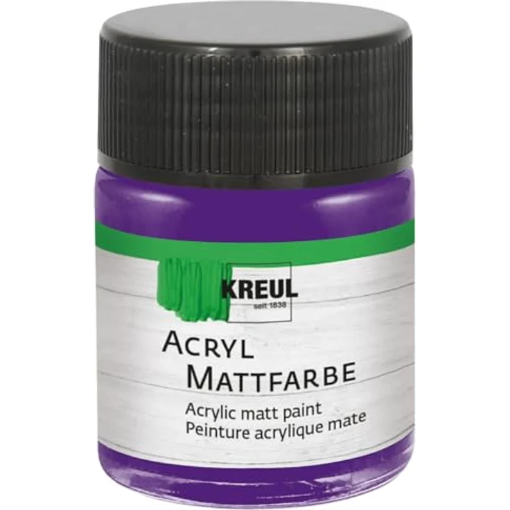 KREUL 75534 Acryl Mattfarbe, violett, schnelltrocknend, cremig deckend, auf Wasserbasis, 50 ml Glas – Bild 1