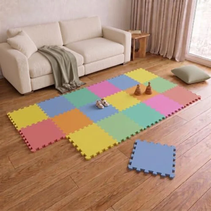 LittleTom Puzzlematte, 18-teilige Baby Spielmatte, 30 x 30 cm, beidseitig verwendbar, wasserfest und antiallergen – Bild 1