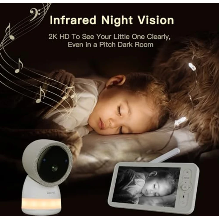 Arenti Nanny BC12S*2, Babyphone mit 3-MP Kamera, Nachtsicht, 355° Schwenkbereich, Bewegungs- und Geräuschalarme – Bild 3