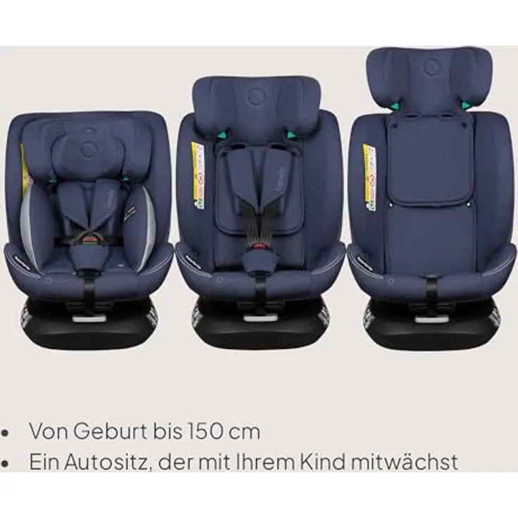 lionelo Autokindersitz BASTIAAN ONE i-SIZE, 4-in-1/i-Size/Dri-Seat/360 Grad/0-36kg, schwarz – Bild 4