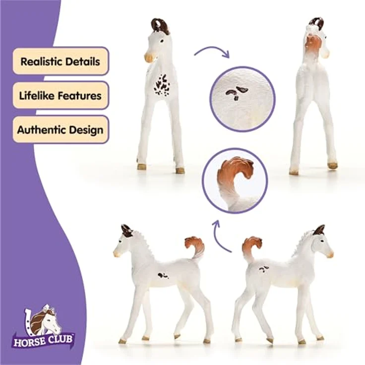 Schleich Marwari Fohlen (14896) - weiß mit brauner Scheckung, 7 x 2,6 x 8,4 cm, Teil der Horse Club Reihe – Bild 4