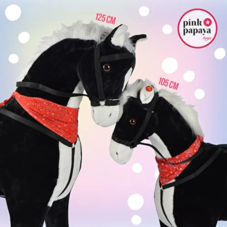 Pink Papaya Giant XXL Kinder Spielpferd zum Reiten Amadeus 125 cm | Plüschpferd | Fast lebensgroßes Pferd zum Reiten für Kinder | Stehpferd bis 100kg belastbar mit Sounds - Preisvergleich – Bild 6