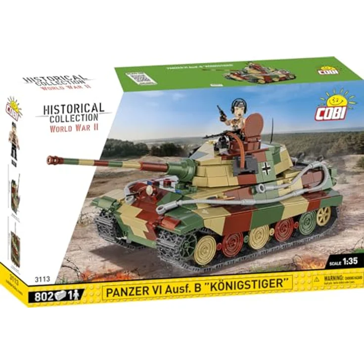 COBI 3113 - Historical Collection - Panzer VI Ausf. Königstiger - Neu, 802 hochwertige Elemente, abnehmbares Mini-Motormodell, inkl. Figur, 1:35 Maßstab, klar strukturierte Anleitung – Bild 2