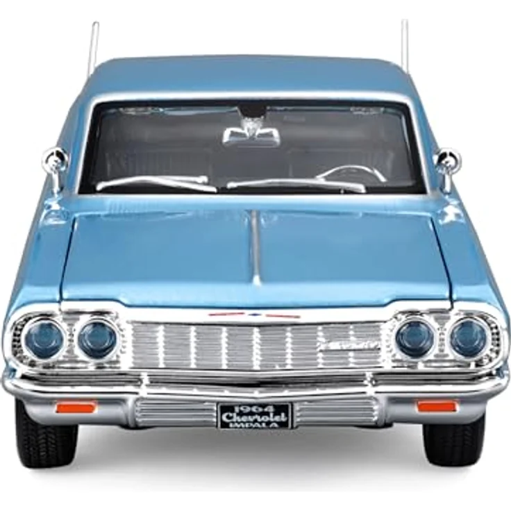 Maisto Chevrolet Impala (1964), Modellauto im Maßstab 1:24, bewegliche Türen, blau, detailgetreue Nachbildung – Bild 2