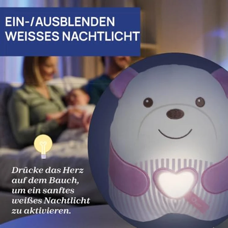 Chicco Kuscheltier Kuschelbär, mit Sound- und Lichteffekt, weich mit beruhigenden Melodien und Nachtlicht – Bild 7