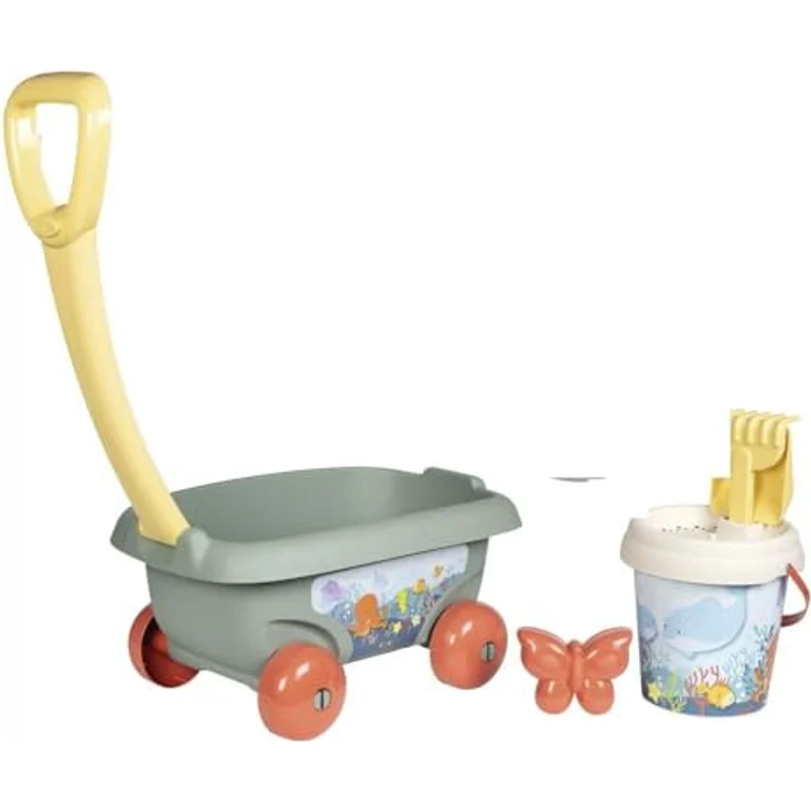 Smoby Sandform-Set Life Eimergarnitur mit Handwagen, Outdoor Spielzeug aus 43% Recyclingmaterial, Meeresmotiv, für Kinder ab 18 Monaten – Bild 2