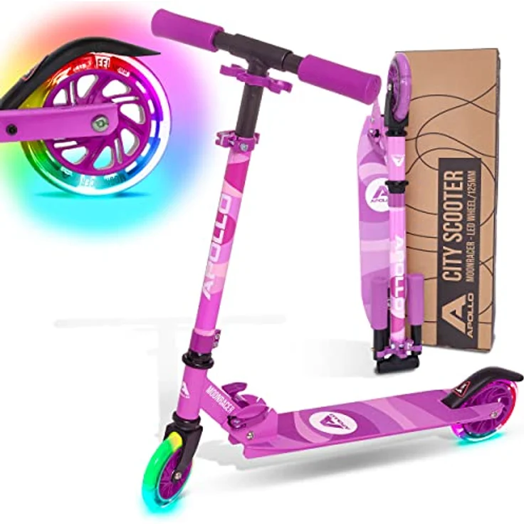 Apollo Scooter LED - Moonracer | City Scooter Kinder mit Federung | City Roller für Kinder klappbar | Tretroller Kinder ab 4 Jahre | sportlicher Cityroller | verstellbar, perfekt als Kinder Roller – Bild 2