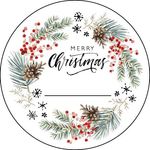 Clever-Kauf-24 48x Etiketten "Merry Christmas", runde Klebeaufkleber mit hoher Klebekraft, 4cm Durchmesser, umweltfreundlich