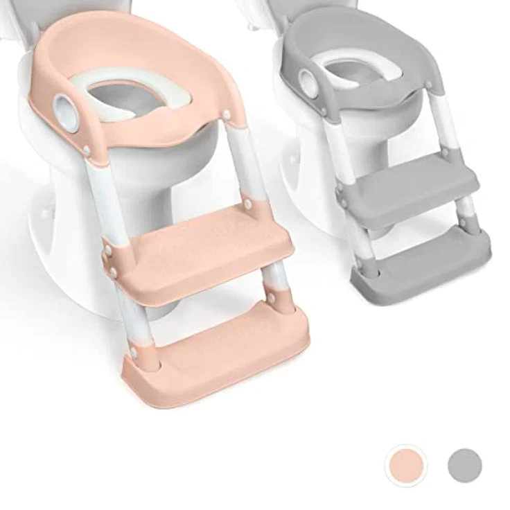 Mobiclinic® Kids, Toilettensitz Kinder, Modell Lala, Europäische Marke, Toilettensitz Kinder mit Treppe, WC-Sitz Kinder, für Kinder von 1-8 Jahren, Rosa und weiß – Bild 4