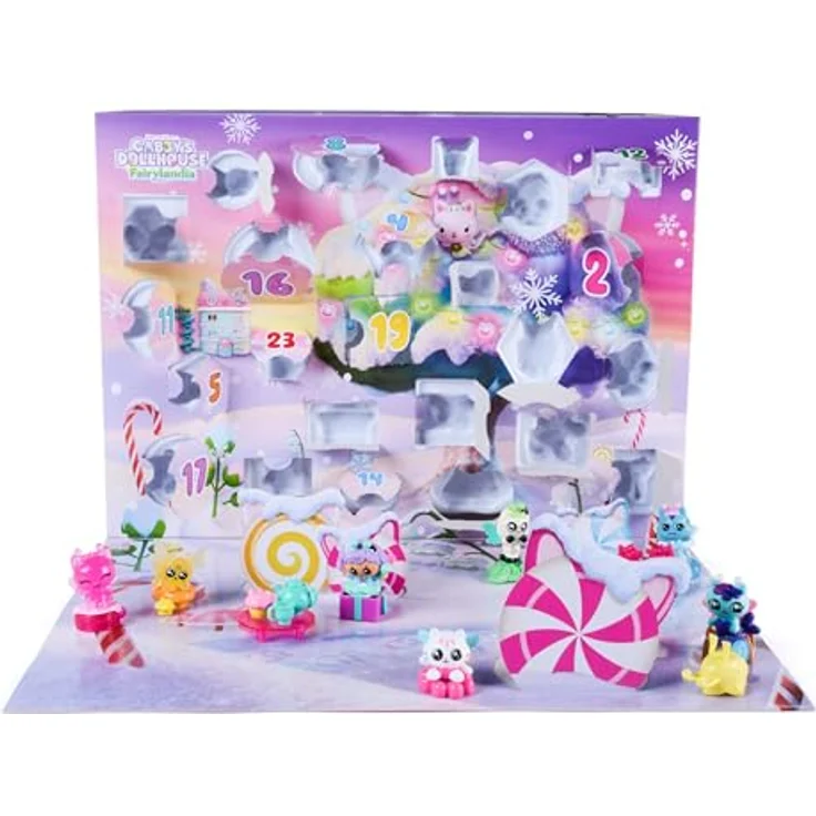 DREAMWORKS GABBY'S DOLLHOUSE Gabby's Dollhouse Figure Fairylandia Advent Calendar mit 24 Überraschungen, 7 exklusiven Figuren und winterlicher Spielfläche – Bild 1