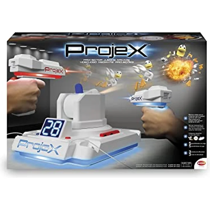 Bizak Projex Arcade-Spiele-Projektor, interaktives Gaming-System mit 5 Spielvarianten und 2 Laserpistolen – Bild 1