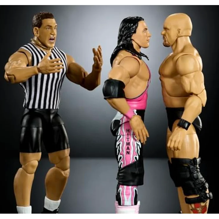Mattel WWE I Quit Match 3-Pack, Actionfiguren Set mit Bret Hart, Stone Cold Steve Austin und Ken Shamrock, 7 Zoll, Mehrfarbig – Bild 6