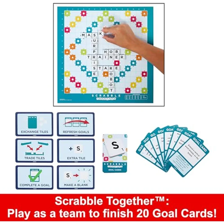 Mattel Games Scrabble Zwei in Eins, Brettspiel in Englisch, hochwertige Materialien, flexible Gestaltung – Bild 5