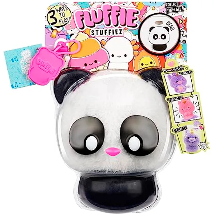 Fluffie Stuffiez Kleine Sammelplüschfigur - PANDA - Überraschung beim Auspacken mit ASMR Fidget DIY Fellabziehen, Ultrasofter Flaum - ideal für Kinder ab 4 Jahren