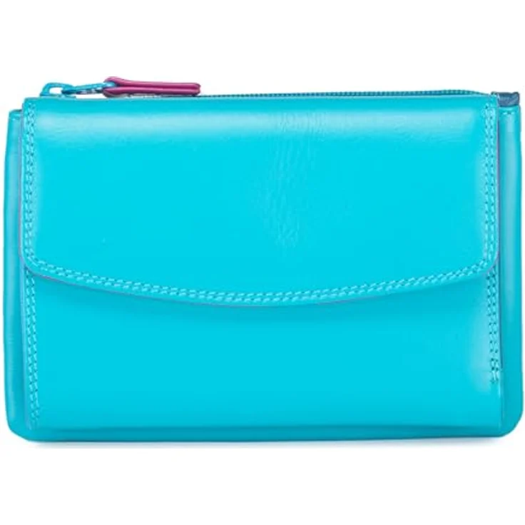 Mywalit Geldbörse, RFID Schutz aus 100% Leder, 14 cm, blau – Bild 1