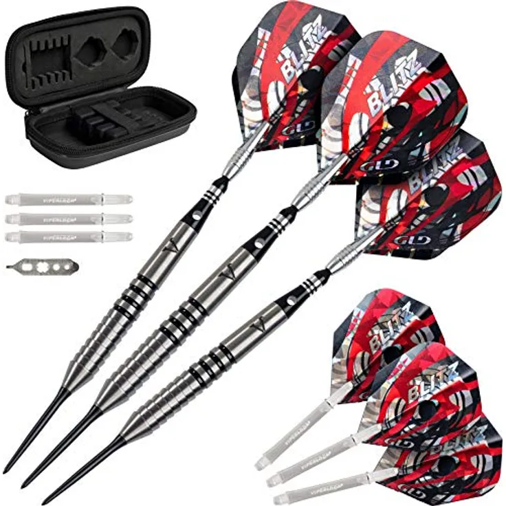 Viper by GLD Products Unisex-Erwachsene Blitz Dart-Set mit 95% Wolframstahlspitze, mit Etui, 26 g, schwarz, Gram