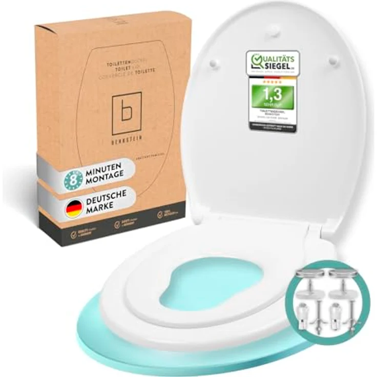 Benkstein Kinder-WC-Sitz, Toilettensitz mit Absenkautomatik, antibakteriell, inklusive abnehmbarem Kindersitz, Quick-Release-Funktion, Weiß: Tests, Infos & Preisvergleich