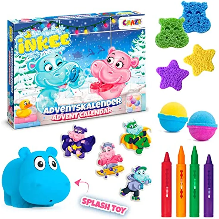 CRAZE INKEE Badespaß Adventskalender Kinder - Weihnachtskalender mit Badekugel Badekosmetik kreativer Spielzeug Kalender für Kinder - 43158