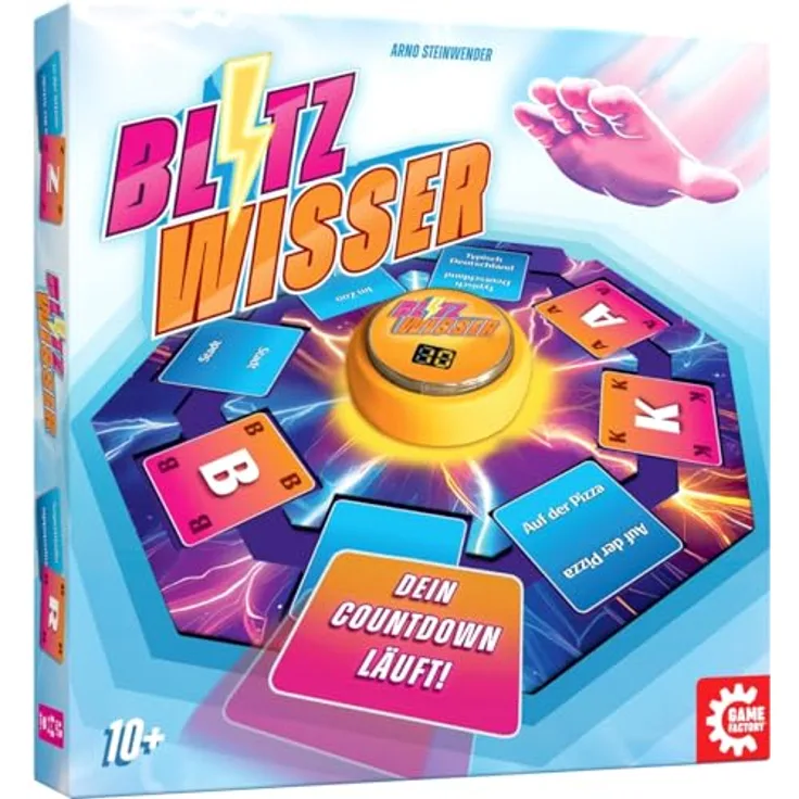 Game Factory Blitzwisser, blitzschnelles Wortspiel mit Buzzer für 2-4 Spieler, Gesellschaftsspiel ab 10 Jahren