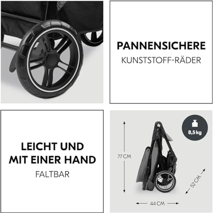 hauck Shop N Care Travel Set 2in1 Kinderwagen inkl. Buggy und Babyschale, Liegefunktion, Getränkehalter, UV-Schutz 50+ (Grey) – Bild 5