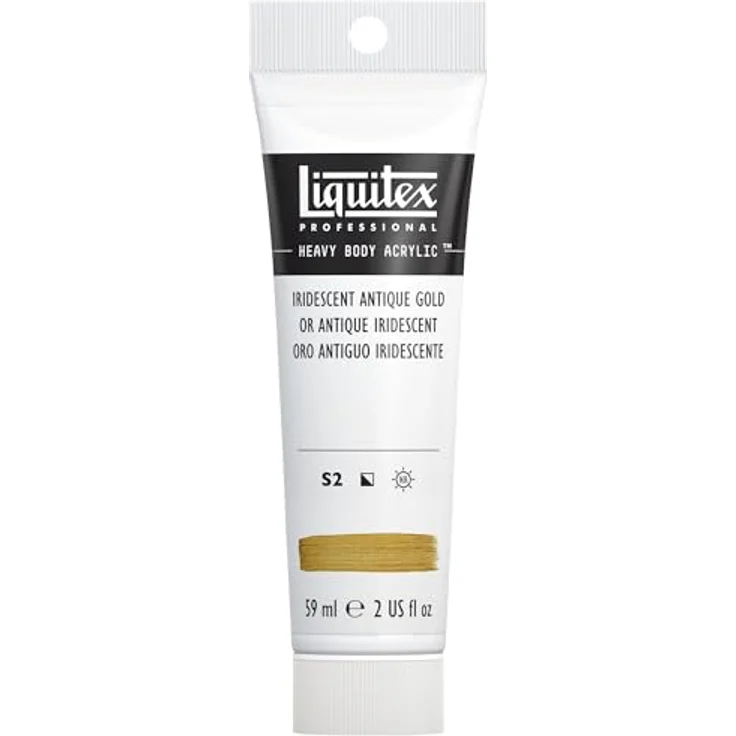 Liquitex 1045237 Professional Heavy Body Acrylfarbe, Künstlerqualität mit ausgezeichneter Lichtechtheit, buttrige Konsistenz, 59ml Tube - Irisierendes antikes Gold – Bild 1