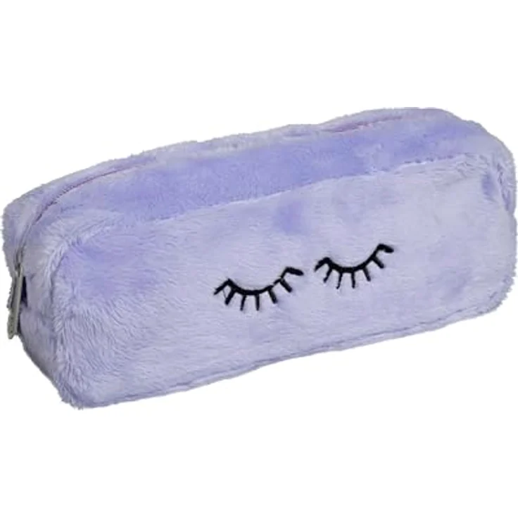 EXACOMPTA Federmäppchen XL, rechteckig aus Kunstfell, gefüttert mit Polyester, zufällige Farben: Blau, Elfenbein, Lila oder Rosa, 22,5 x 7,5 cm – Bild 2