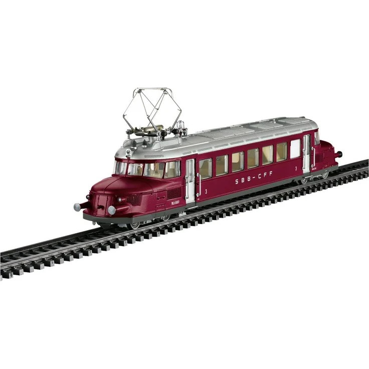 TRIX H0 25860 H0 Roter Pfeil RCe2/4, Elektrischer Schnelltriebwagen mit Licht- und Geräuschfunktionen, purpurrote Grundfarbgebung