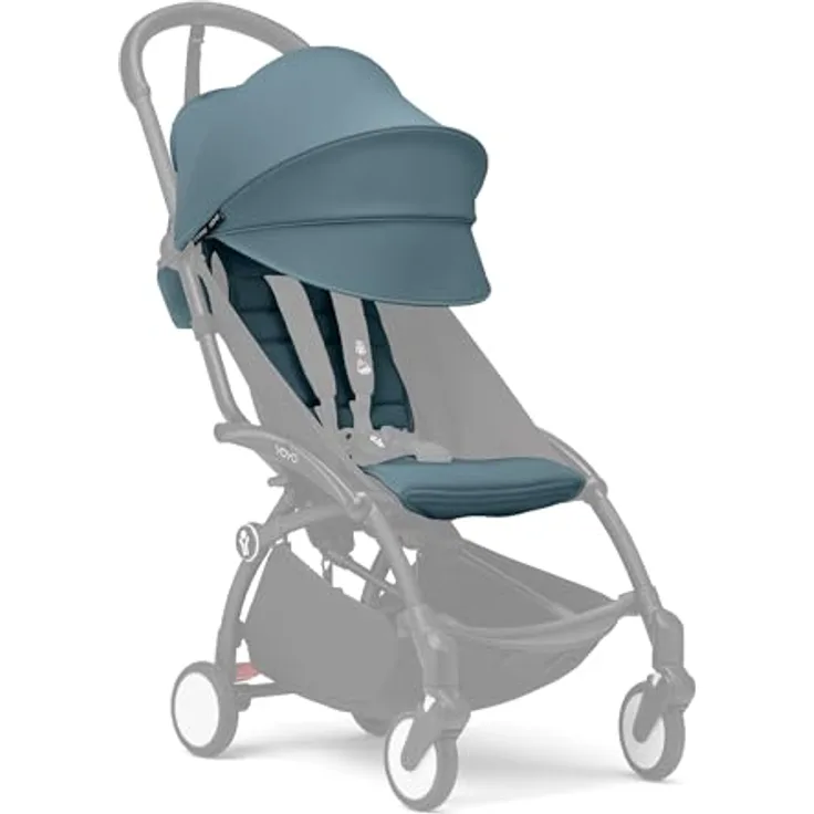 Stokke YOYO 6+ Farbpaket, Aqua - Nur Textilien: Sitzpolster, ausziehbares Verdeck & Reißverschlusstasche hinten - Erfordert YOYO-Rahmen (separat erhältlich)