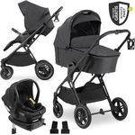 Hauck Vision X 4in1 Kinderwagen-Set, inkl. i-Size Babyschale & Isofix Base, Melange Black, mit XXL Zubehörset und gratis Mobilitätsgarantie