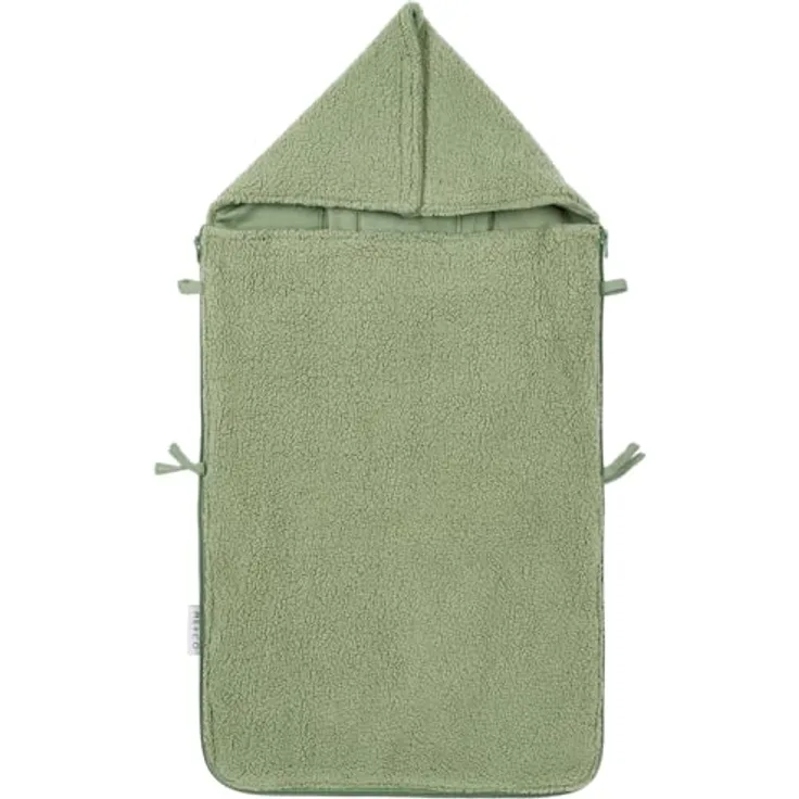 Meyco Baby Fußsack Teddy Olive Green, 40x82cm, für Autositz Gruppe 0 und Kinderwagen, weich und bequem