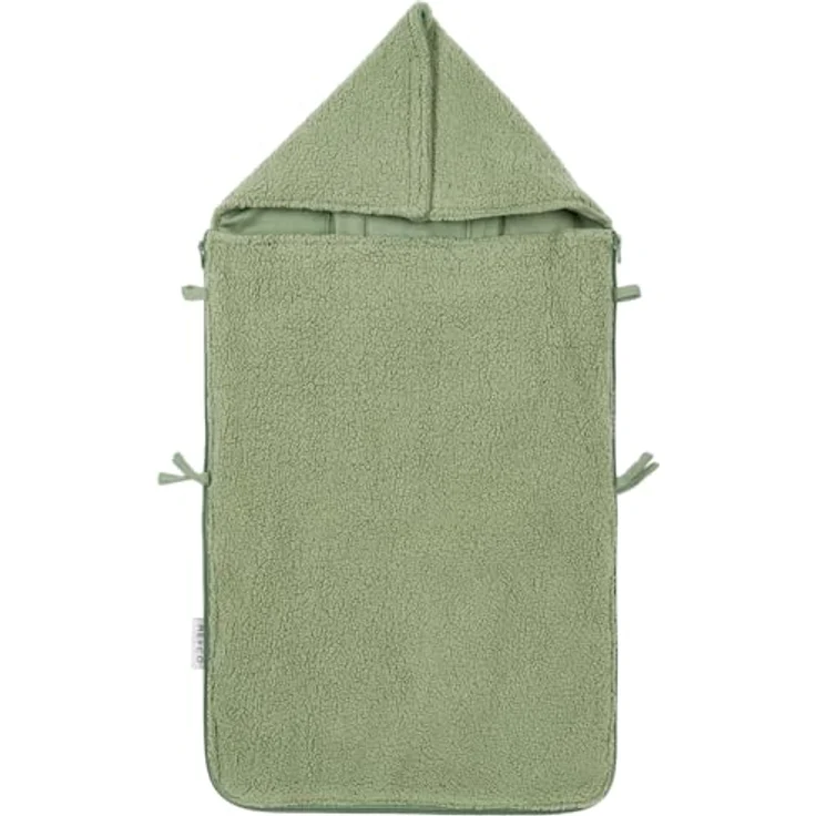 Meyco Baby Fußsack Teddy Olive Green, 40x82cm, für Autositz Gruppe 0 und Kinderwagen, weich und bequem – Bild 1