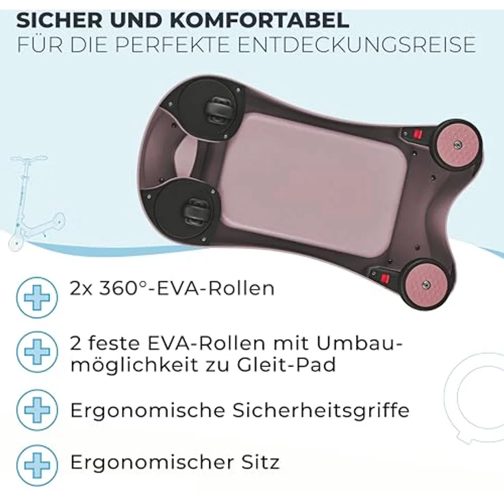 GLOBBER WALK N' ROLL 2in1 ECO, Lauflernwagen und Rutschauto mit werkzeuglosem Umbau, kippsicher, recycelte Materialien, beere – Bild 4