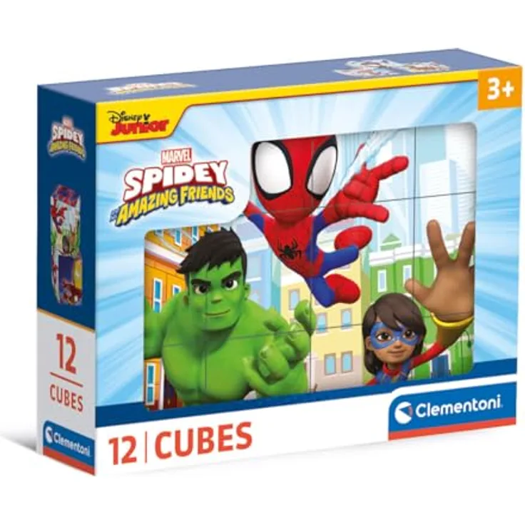Clementoni Marvel Spidey and His Amazing Friends 12 Würfel Puzzle Kinder - Sensorik- & Motorikspielzeug, Kinder ab 3 Jahren, umweltfreundliche PLAY FOR FUTURE-Würfel