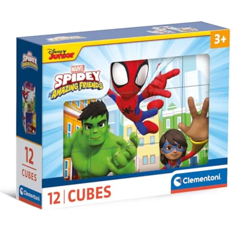 Clementoni Marvel Spidey and His Amazing Friends 12 Würfel Puzzle Kinder - Sensorik- & Motorikspielzeug, Kinder ab 3 Jahren, umweltfreundliche PLAY FOR FUTURE-Würfel – Bild 1