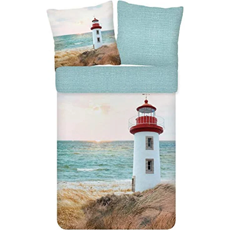 ESPiCO Bettwäsche Trendy Bedding Leuchtturm Sand Wendeoptik Blau Mehrfarbig Renforcé, 135x200cm – Bild 1