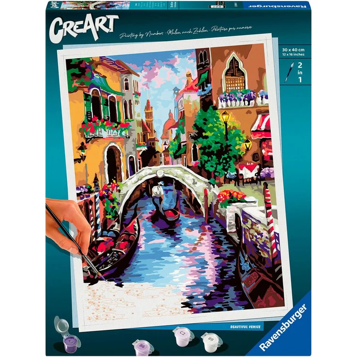 Ravensburger Malen nach Zahlen CreArt, Zauberhaftes Venedig, für Erwachsene, Made in Europe, Malvorlagen mit fertig gemischten Acrylfarben – Bild 1
