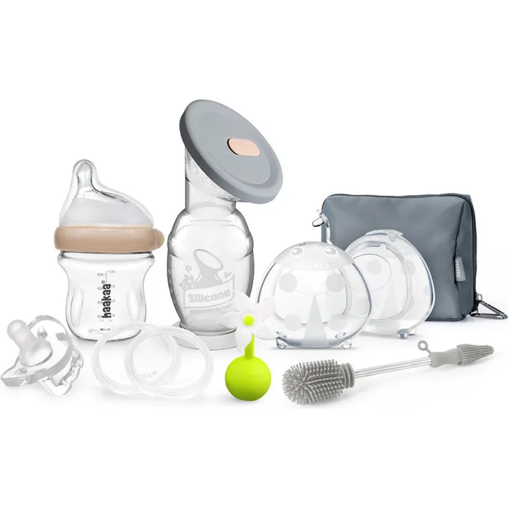 Haakaa New Mum Premium Pack, Handmilchpumpe aus Silikon mit umweltfreundlichem Material und kompakter Größe für unterwegs