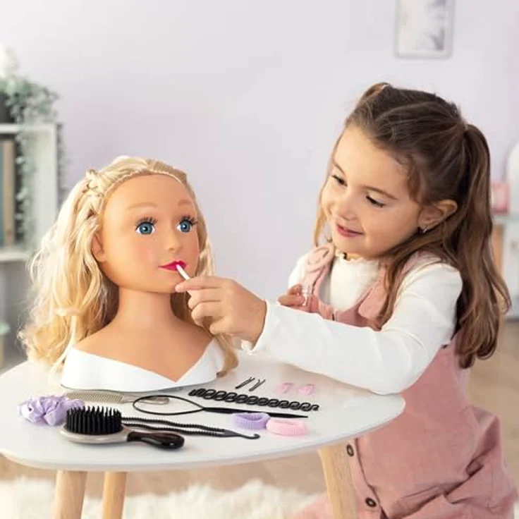 Smoby My Beauty Frisierkopf Blond, Frisierkopf für Kinder mit magischem Lippen-Make-up – Bild 5
