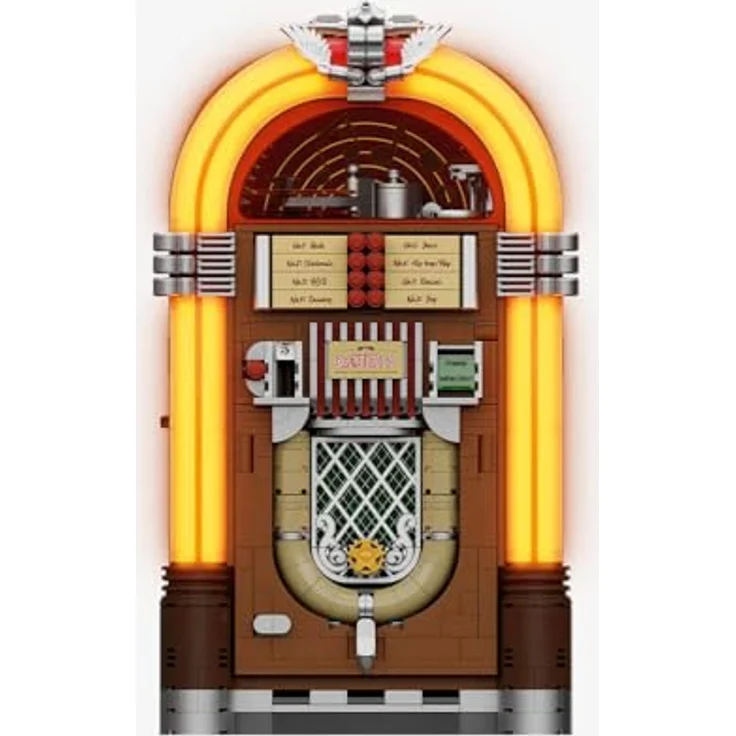 Pantasy Jukebox, Klemmbausteinset im Retro-Stil mit 4 Schallplatten und mechanischen Drehknöpfen – Bild 9