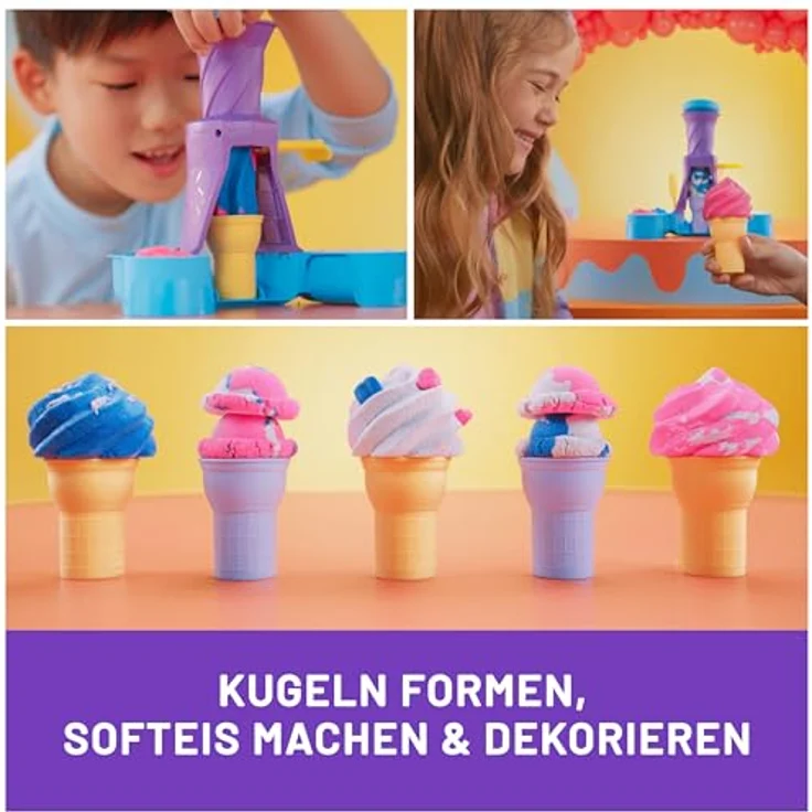 Spin Master Kinetic Sand Soft Serve Ice Cream Station, Bastelset mit 397g farbigem Kinetic Sand für kreative Eiskreationen – Bild 4