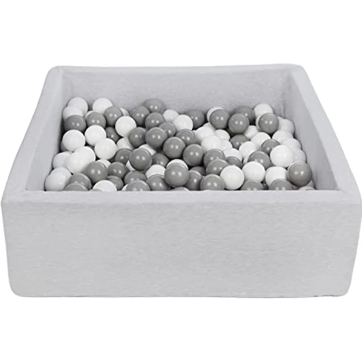 Velinda Bällebad Ballpool Kugelbad Bällchenbad Kinder-Pool mit 200 Bällen/90x90cm (Farbe der Bälle: weiß,grau) – Bild 2