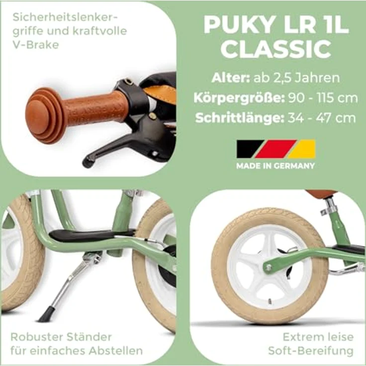 Puky LR 1L Classic Laufrad mit Bremsen, Retrodesign in Beige, für Kinder ab 2,5 Jahren – Bild 3