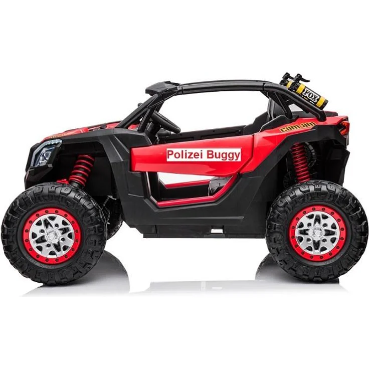 Business Navigator Polizei Buggy elektrisch, Doppelsitzer in rot/schwarz, bis 10 km/h, 24V, mit Fernbedienung und Bluetooth