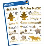 AVERY Zweckform 20 Aufkleber Weihnachten Schriftzüge gold/silber (Made in Germany, Weihnachtssticker Goldeffekt)