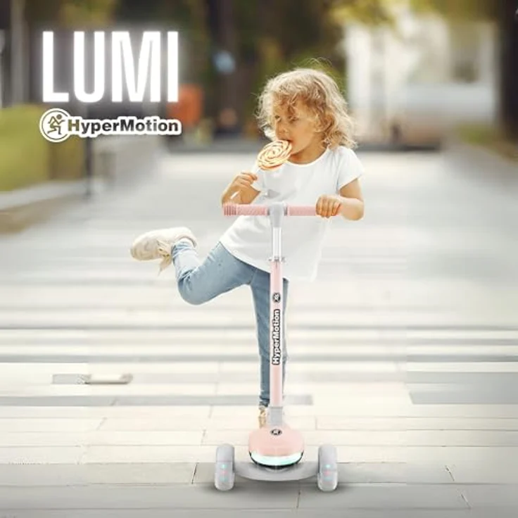 HyperMotion LUMI 3in1 Kinderroller mit LED-Beleuchtung, Sitz höhenverstellbar, klappbar, PolyurethanRäder, T-Bar Lenker, bis 50 kg, blau, für Kinder ab 1 Jahr – Bild 2