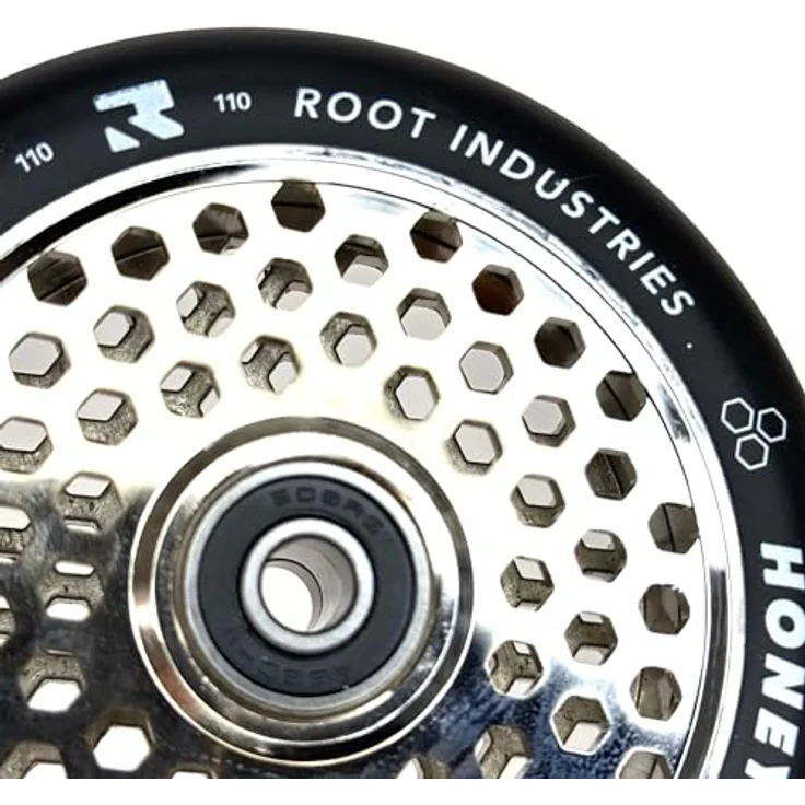 Root Industries Stuntscooter Root Industries Honeycore Stunt-Scooter Rolle 110mm Chrom/PU Schwarz, Leichte Waben Struktur - 200g, Abec 11 Kugellager – Bild 2