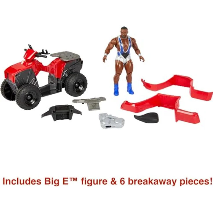 WWE HDM06 - Wrekkin Slam 'N Spin ATV mit drehenden Lenkstangen u, inkl. 15cm Big E Basic Action Figur, Spielzeug Geschenk für Kinder ab 6 Jahren – Bild 6